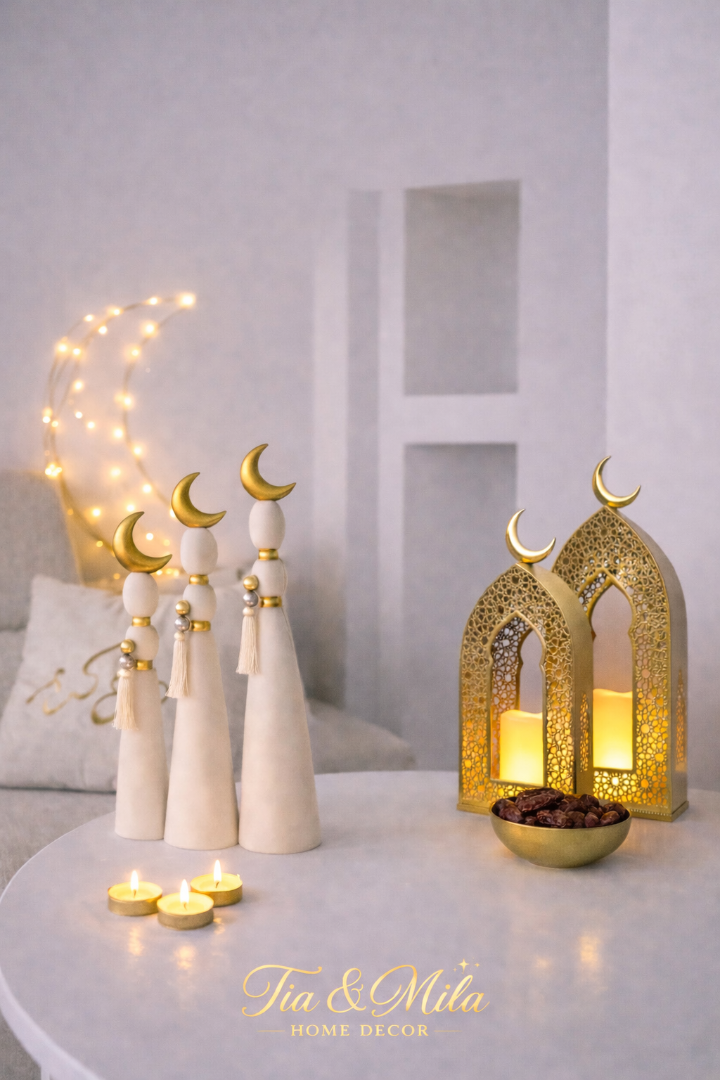 Golden Crescent Arch Lantern Set