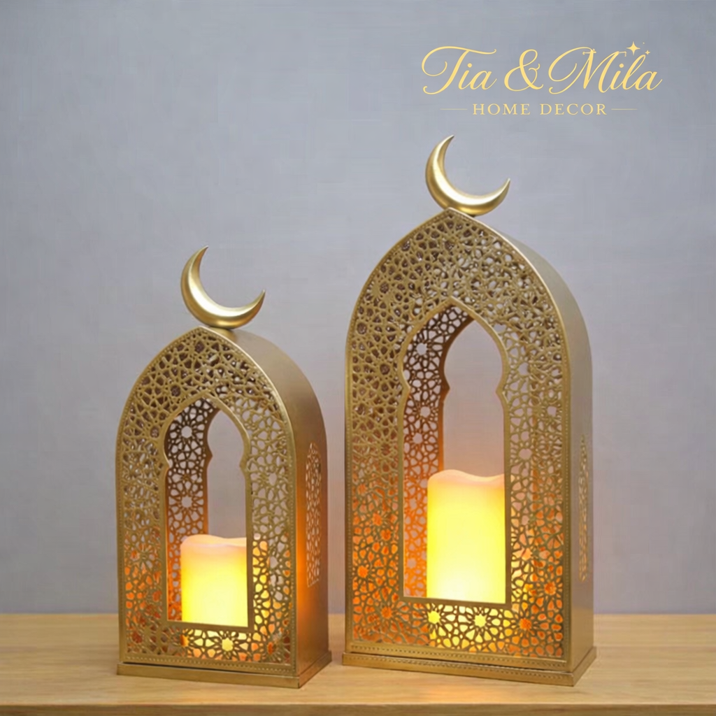 Golden Crescent Arch Lantern Set